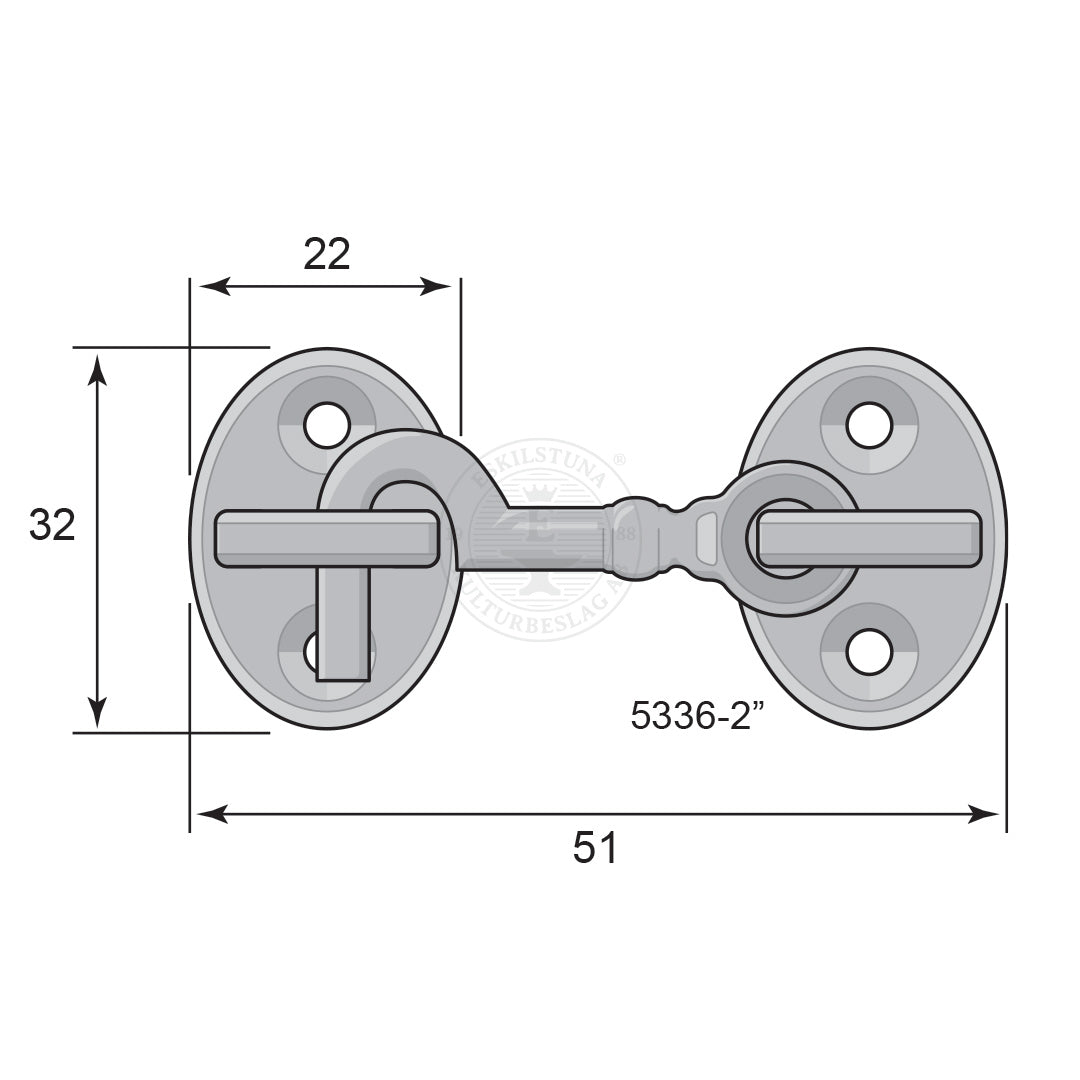 Hasp, kasthake, kajuthake  i massiv mässing model 5336