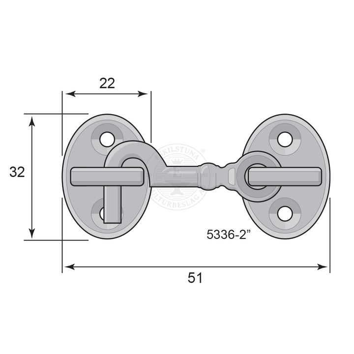 Hasp, kasthake, kajuthake  i massiv mässing model 5336