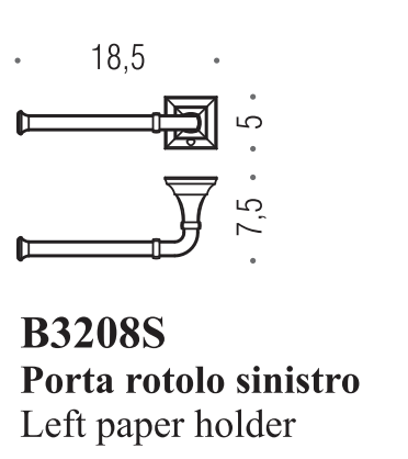 Toalettpappershållare Portofino krom, vänster