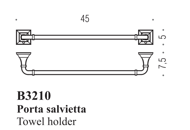Handduksstång Portofino 45cm krom