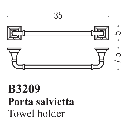 Handduksstång Portofino 35cm krom