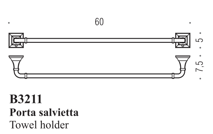 Handduksstång Portofino 60cm krom