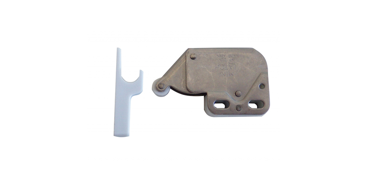 Tryckregel Mini Latch 188 förnicklat stål, vit plast